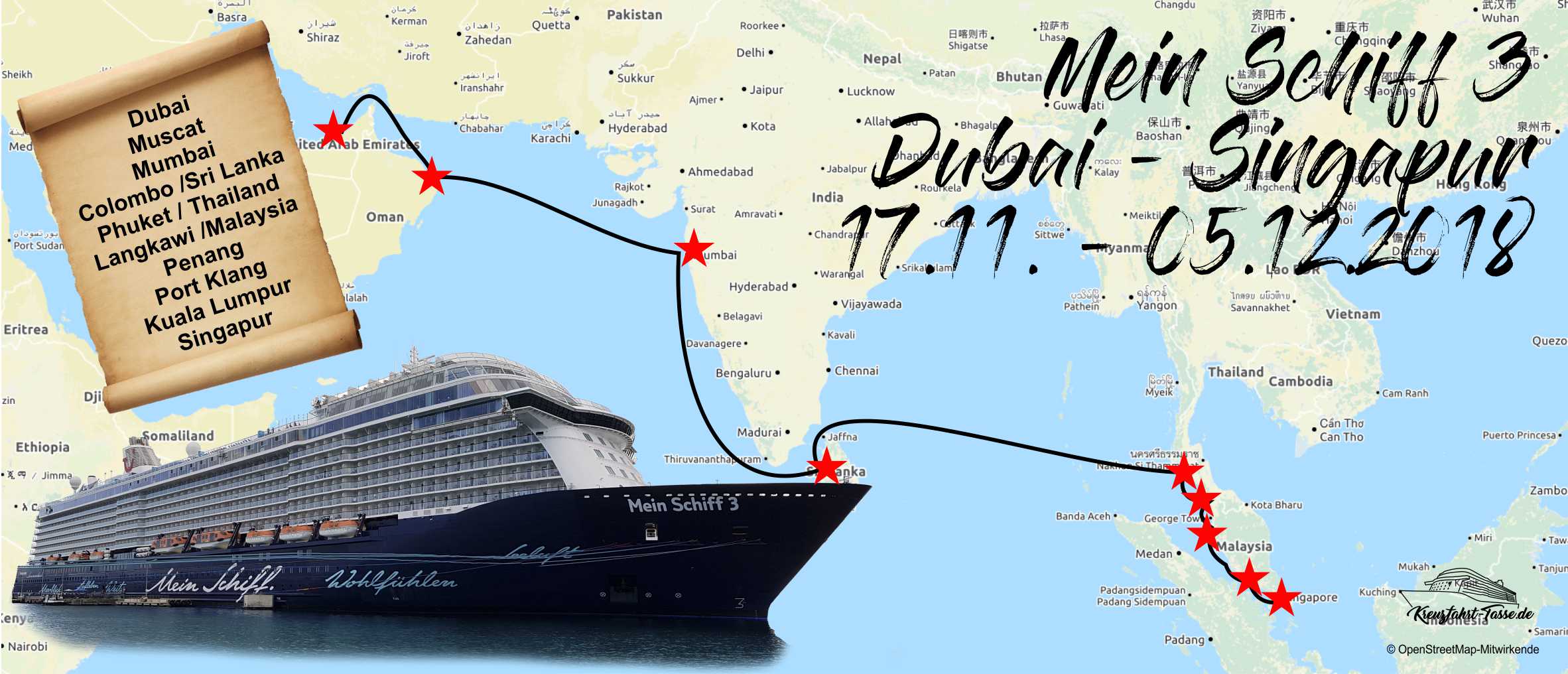 Mein Schiff 3 Dubai Singapur 1711 05122018